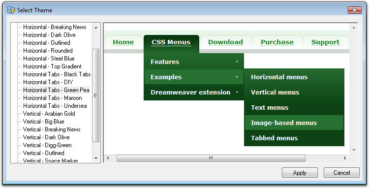 Select CSS menu theme