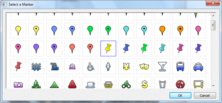 Standard Google maps icons